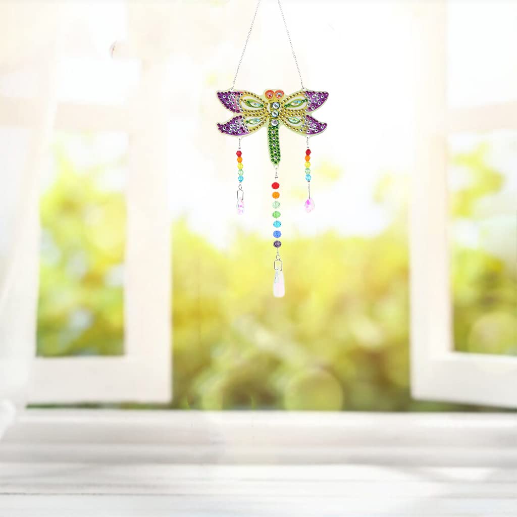 HASTHIP® DIY 5D Diamond Painting, Wind Chime Paint by Number Diamond Painting Hanging Ornament with Tools, Diamond Painting Pendent, Diamond Painting Gift (Dragonfly) HASTHIP® DIY 5D Diamond Painting, Wind Chime Paint by Number Diamond Painting Hanging Ornament with Tools, Diamond Painting Pendent, Diamond Painting Gift (Dragonfly)